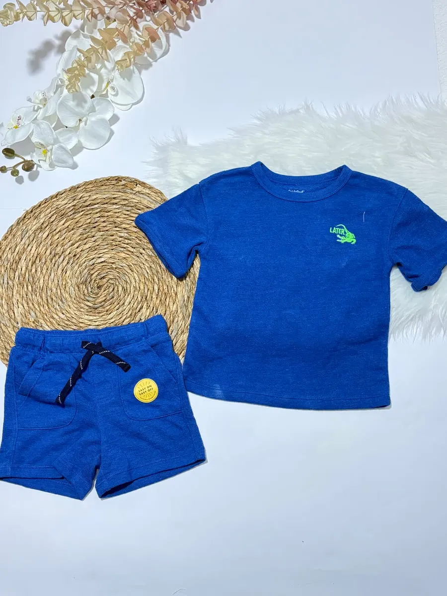 Camisa azul con cocodrilo y pantaloneta azul · talla 2 Años