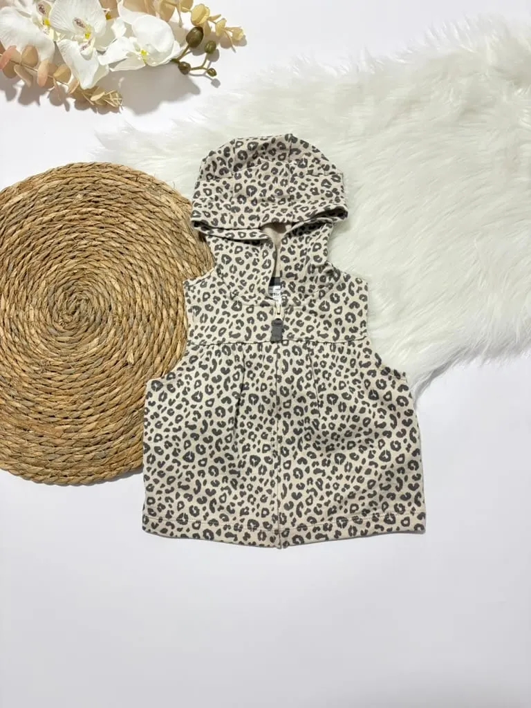 Chaleco de animal print y body manga larga y licra · talla 6 Meses