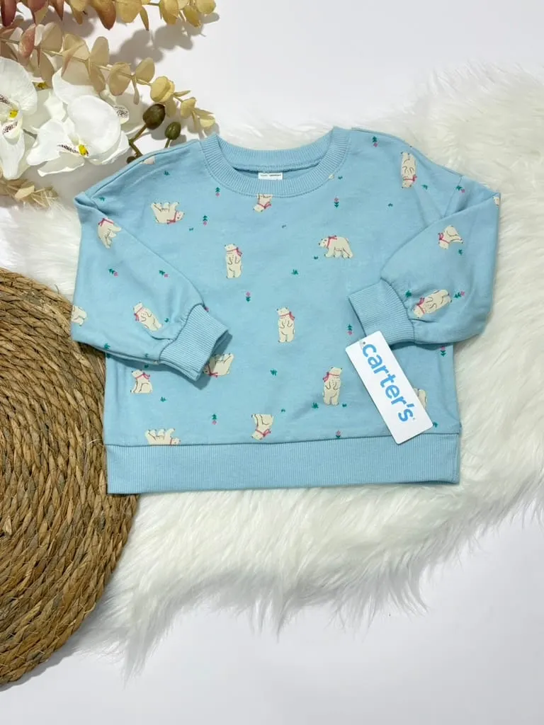 Sudadero celeste con osos polares y pantas celeste con osos polares · talla 12 Meses