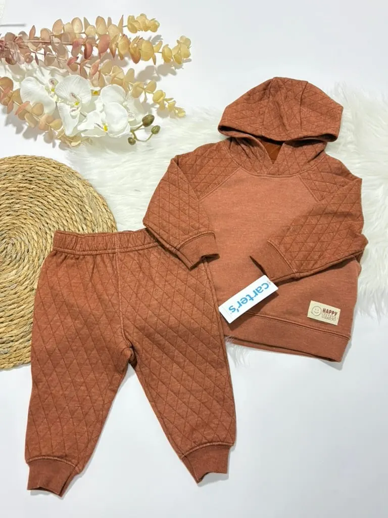Sudadero color cafe y pants color cafe · talla 12 Meses