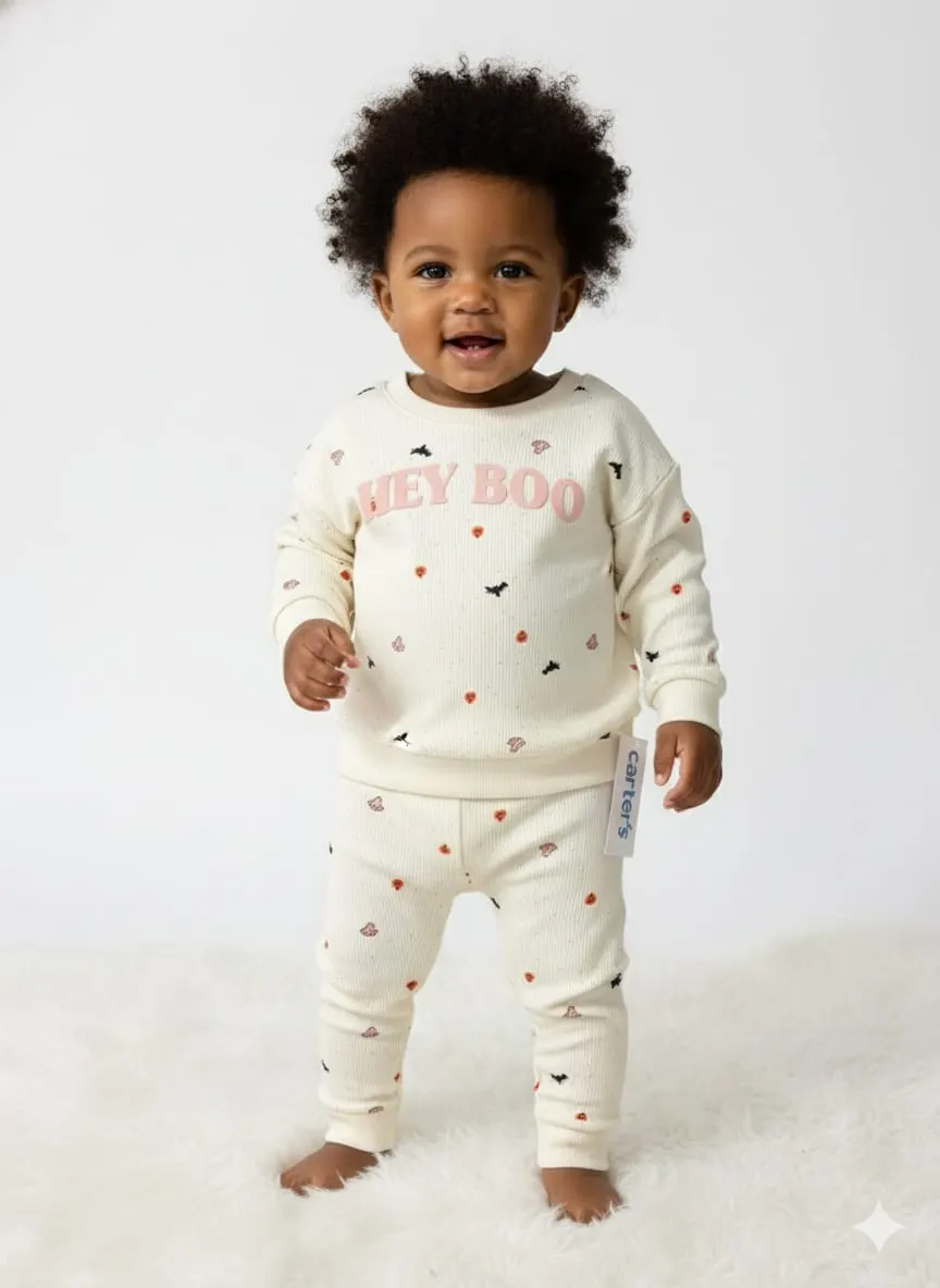 Sudadera de hallowen blanco y pants blanco de hallowen · talla 2 Años