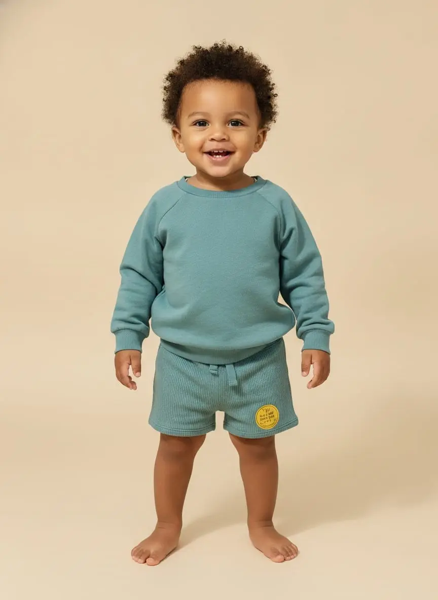 Conjunto color aqua con sudadero y pantaloneta · talla 18 Meses